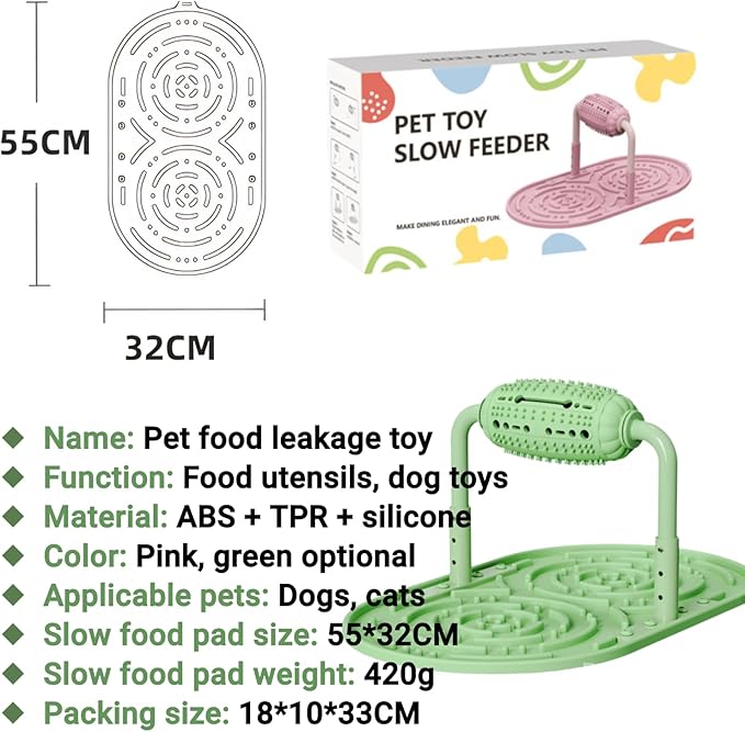 Dog Puzzle Feeder, Silicone Slow Food Mat, Interactive Dog & Cat Food Puzzle Toy, Adjustable Height, Large Capacity, Relieves Anxiety and Boredom, Enhances IQ Training for Large Dogs Pets