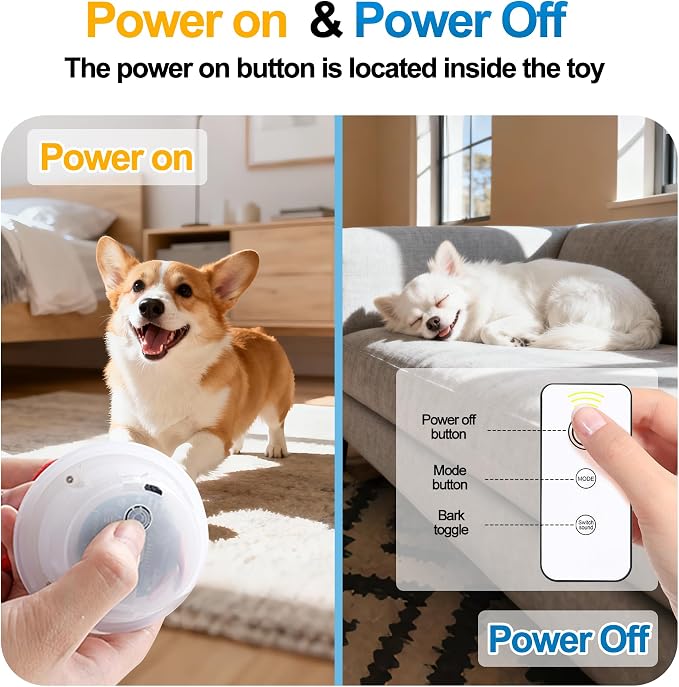 Interactive Dog Ball, Blue USB-C Rechargeable Rolling Toy | Touch activation starts rolling and chirping play modes for supervised indoor sessions