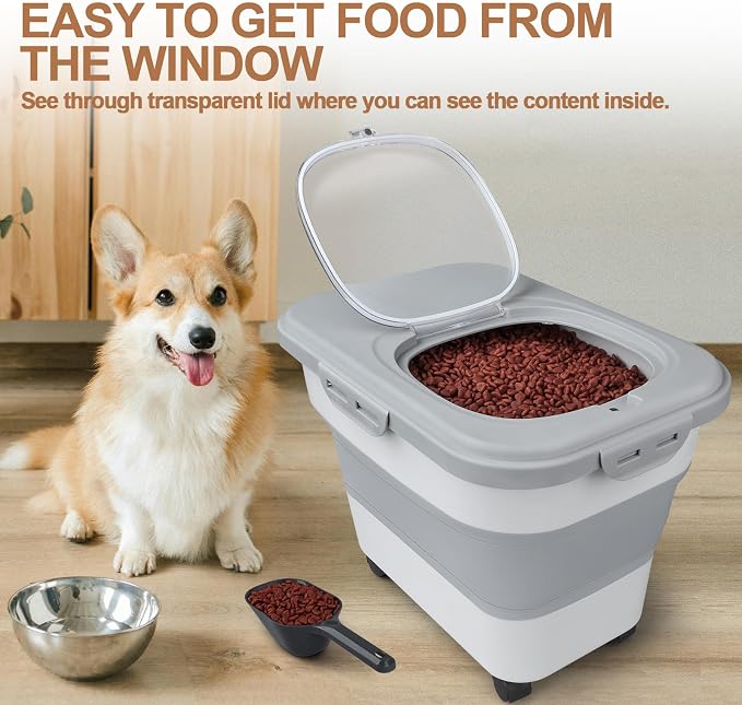 TIOVERY Dog Food Storage Container, 20lbs, Clear