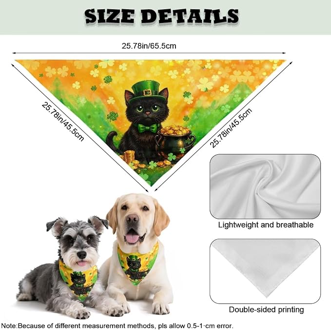 Forchrinse St Patrick's Day Dog Bandanas Triangle Dog Bib Scarf, One Size, Polyester