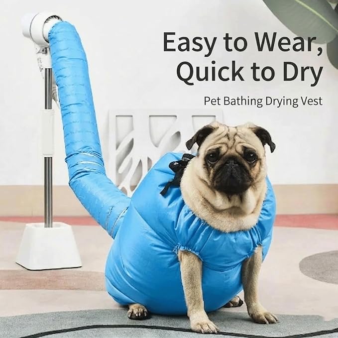 Dog Drying Bag, Hands-Free Pet Hair Drying Suit with 360° Air Circulation, Quick Dry Grooming Bag for Small Medium Large Dogs & Cats, Compatible with Blow Dryer (Size L, 20–40 lbs)