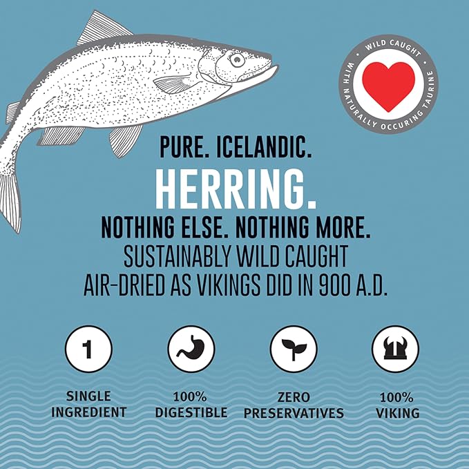 Icelandic+ Whole Fish Herring 9oz Bag, Wild-Caught Air-Dried Dog Treats