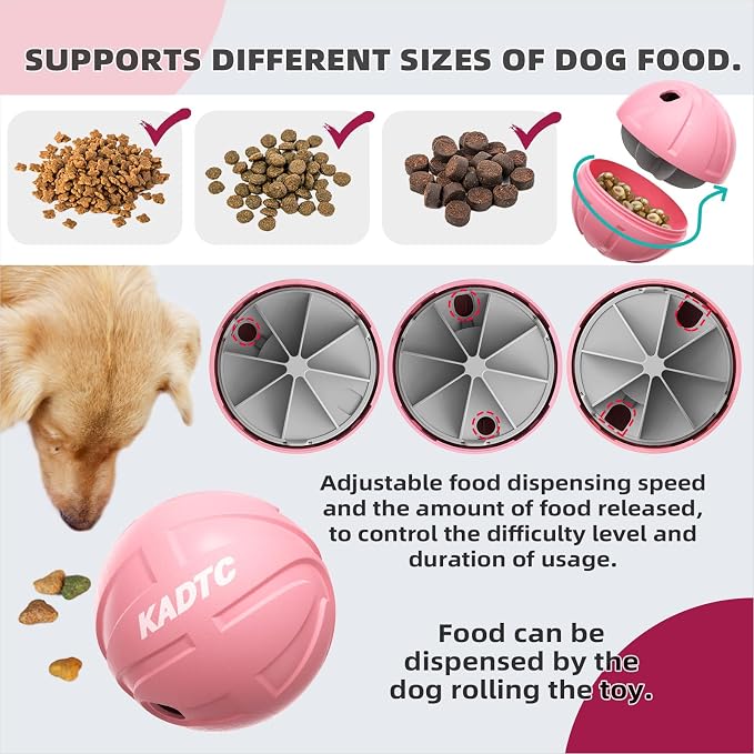 KADTC XL, Rolling Dog Treat Dispenser Toys Wobble Giggle Ball Slow Feeder | Basketball Design | Adjustable Flow | 2-Cup Capacity | Tough Shell | Energy-Burning Play, Mental Stimulation, Boredom Relief