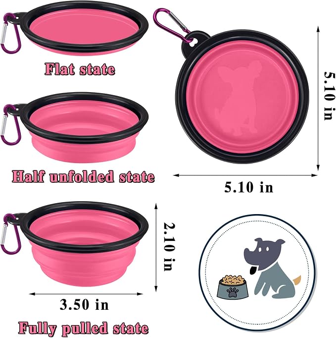 LAVAED 4-Pack Collapsible Dog Bowls with Carabiner Clip