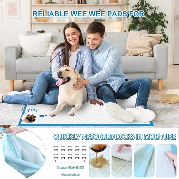 XXXL Puppy Pee Pads for Dogs 31"x55" 100 Count, Extra Large Dog Pee Pads, Leak-Proof & Super Absorbent Dog Pee Pads, Thicken Disposable Potty Pads Puppy Training Pads for Cats Rabbits