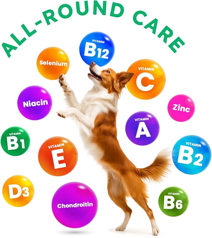 Dog Vitamins and Supplements - 150 Dog Multivitamin Chewable - Immune, Joint Support, Skin, Gut Health + Packed with Omega 3s, Glucosamine & Probiotics - Safe for Puppy - Beef