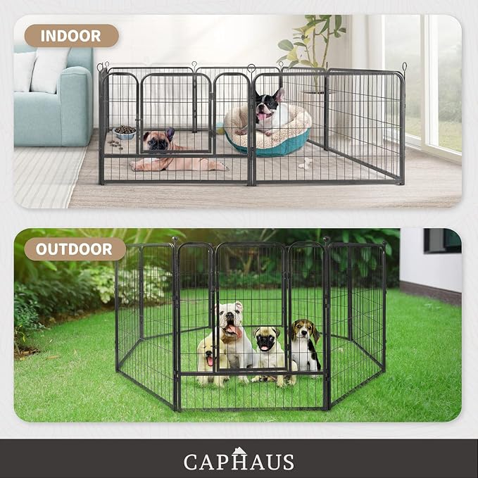 CAPHAUS Foldable Pet Playpen with Door - Multi-Size (24/32/40in)