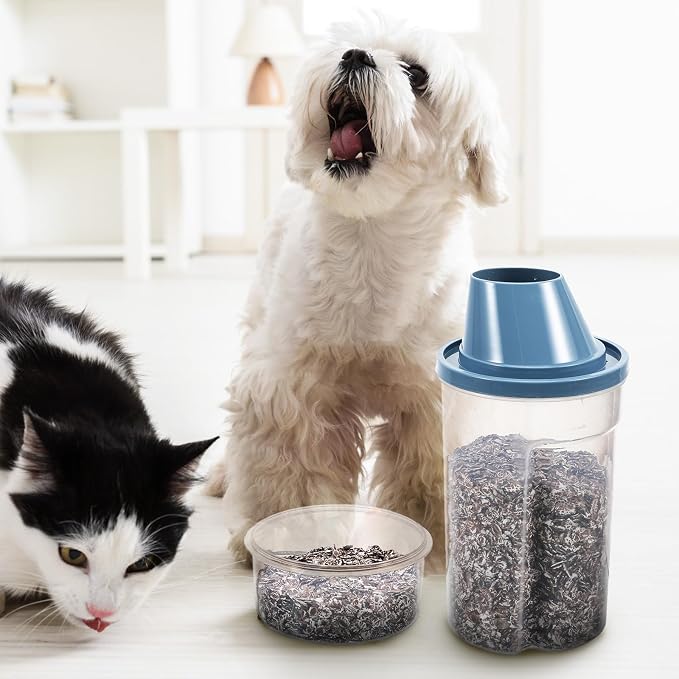 VICASKY 2pcs Airtight Dog Food Storage Buckets with Lids 1000ml Gray Blue Small Vacuum-sealed, 2-Pack, 1000ml, Gray