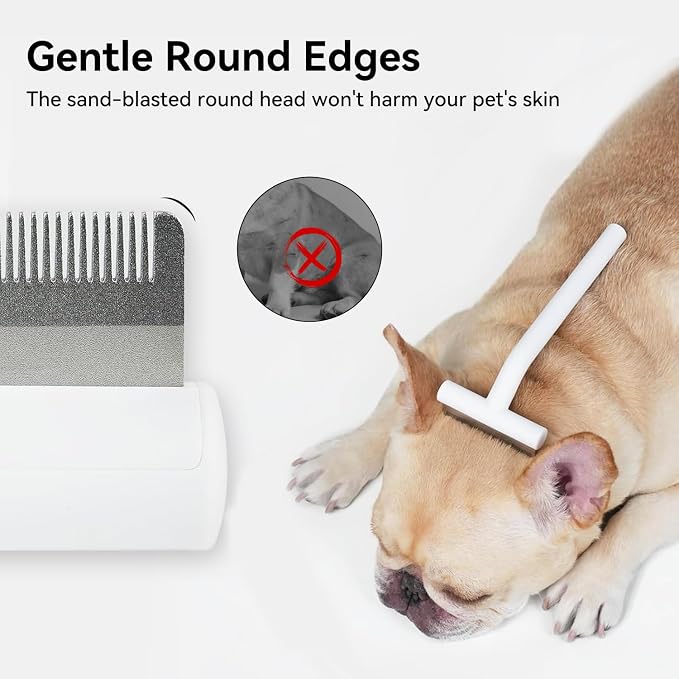 aumuca Pet Deshedding Tools for Short Haired Cats & Dogs, White