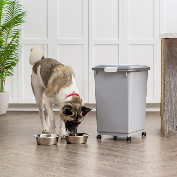 IRIS USA Dog Food Storage Container, Up to 54 lbs, Gray/Dark Gray