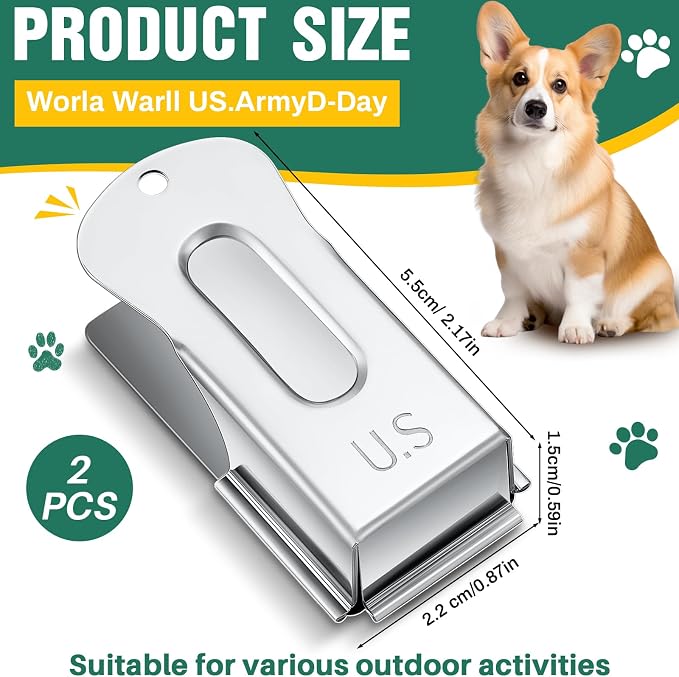 Brass Dog Training Clicker, 2 Pcs, Silver