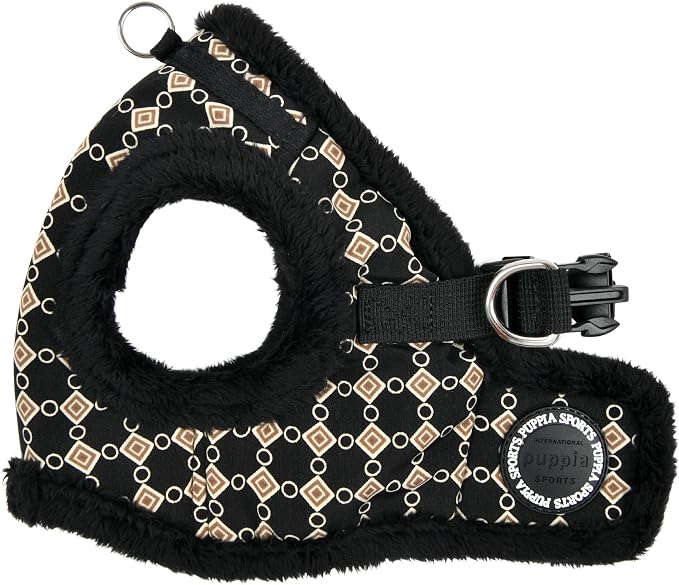 Puppia Jace Vest Dog Harness Step-in Warm Winter Diamond Pattern for Small and Medium Dog, Black, Medium