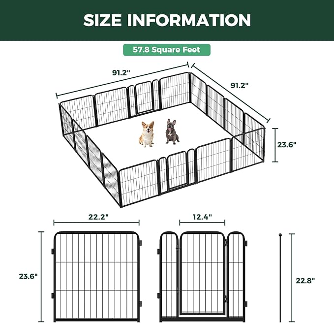 FXW Homeplus Unleashed Indoor Dog Playpen - Stress-Free and Safe Play, Heavy Duty 24 Inch 16 Panels Dog Pen for Puppy and Small Dogs, Black│Patented