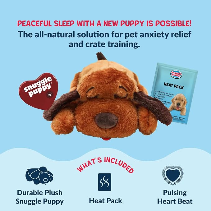 Snuggle Puppy Original Heartbeat Puppy Toy with Real-Feel Pulse and Heat Pack, Plush Comfort Dog Toy for Crate Training, First Nights, and Sleep | Calming heartbeat toy, crate training comfort, heat pack, new puppy essentials, first nights, sleep, medi...