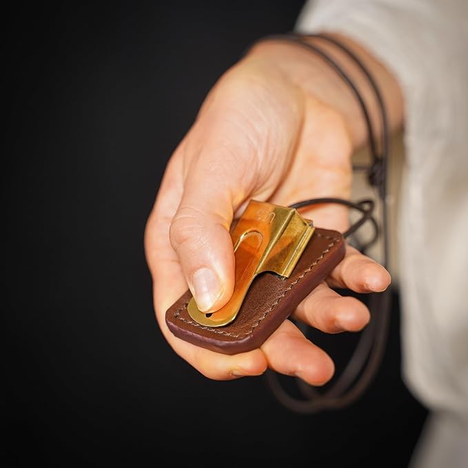Brass and Steel Pet Training Clicker, with Leather Gripper