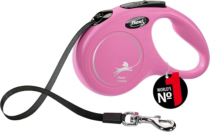 Automatic Leash Flexi New Classic Tape S 5M Pink