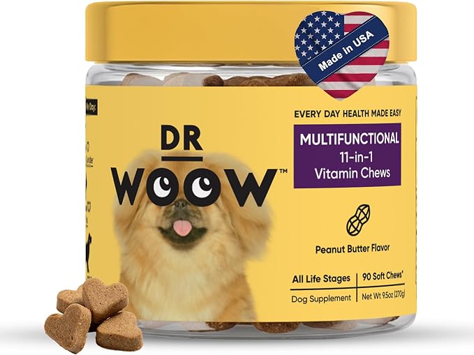 Multivitamin Supplements for Dogs Soft Chews (90 CT) – 11-in-1 Daily Wellness + Immune & Gut Support – Glucosamine + Probiotics – Made in USA