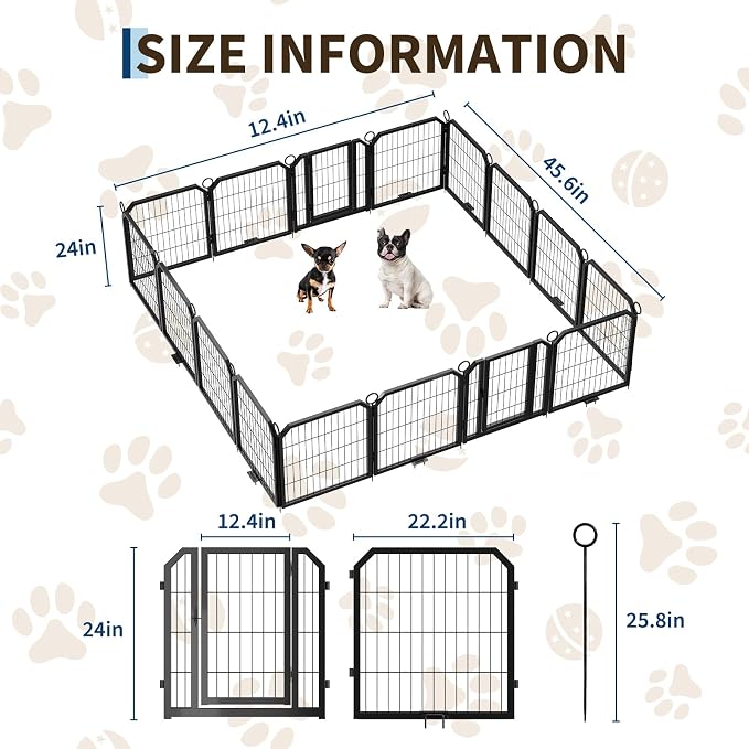 Dog Playpen, 40in 12 Panels - Portable Puppy Playpen