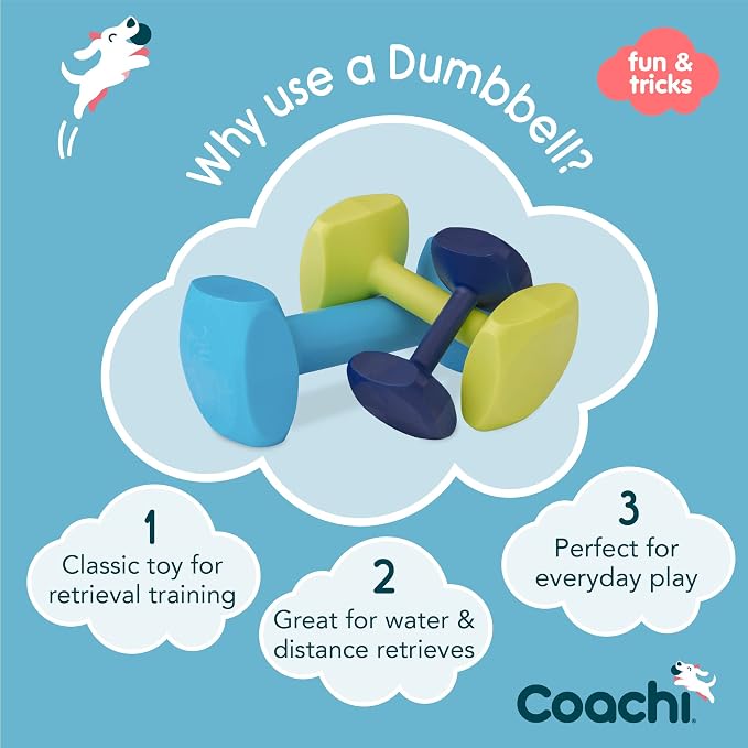 Company of Animals Coachi Training Dumbbell | Size Small | Floats, Long Distance Throwing, Classic Retrieval Toy, Gundog & Puppy Training. Super Tough & Strong, Suitable for Small Dogs