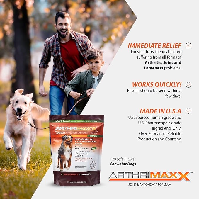 ArthriMAXX Hip & Joint Support Soft Chews for Dogs, Chicken, 90 Count