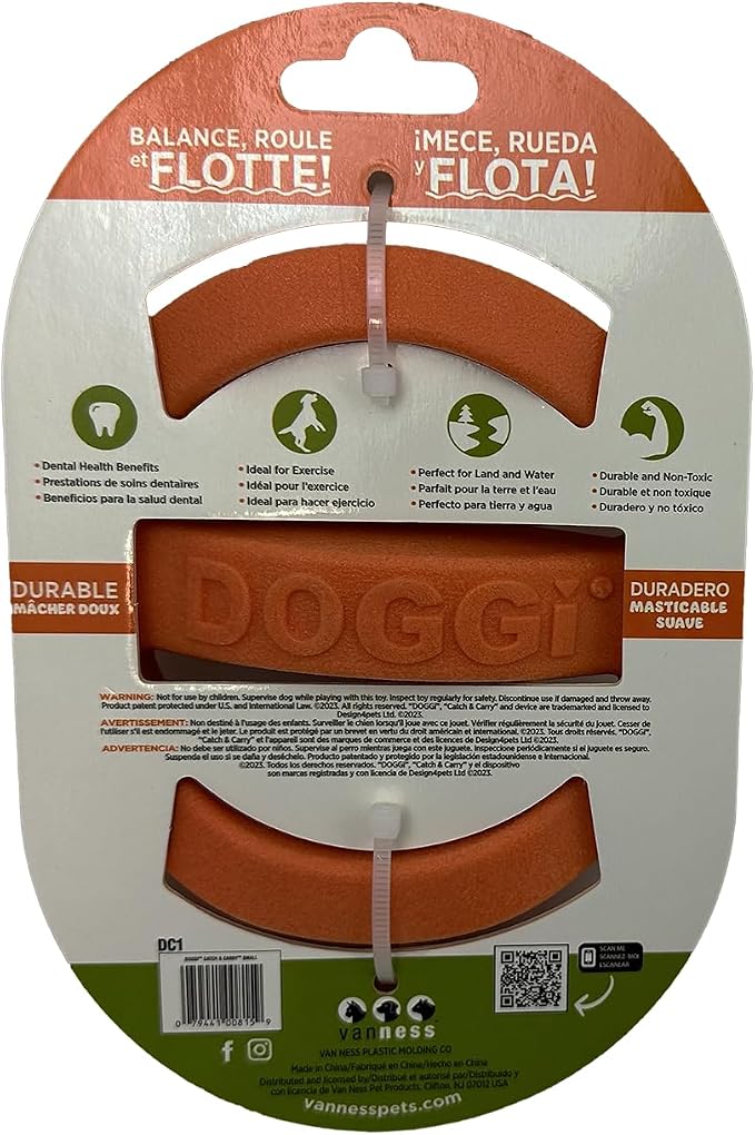 Van Ness Pets Doggi Catch and Carry Flying Disc, Small, Orange