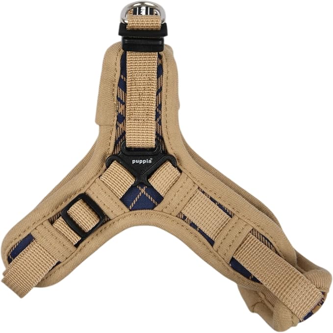 Puppia Corwin Dog Harness X Fashionable Checkered Pattern Spring Summer Harness for Small and Medium Dogs, Navy, Large