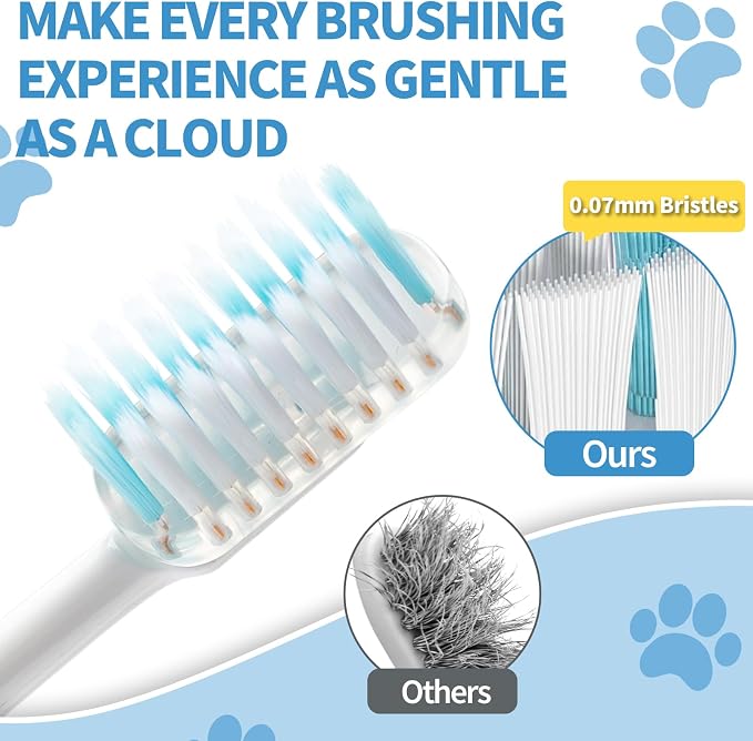 E.M&S.T by Emmeliestella Dog Toothbrush for Large Dogs, Pet Dental Care, Reduce Pets Teeth Plaque, Soft Bristles, 360 Rotating Brush Head, Removing Bad Breath Tartar, 3PCS (Green&Purple)