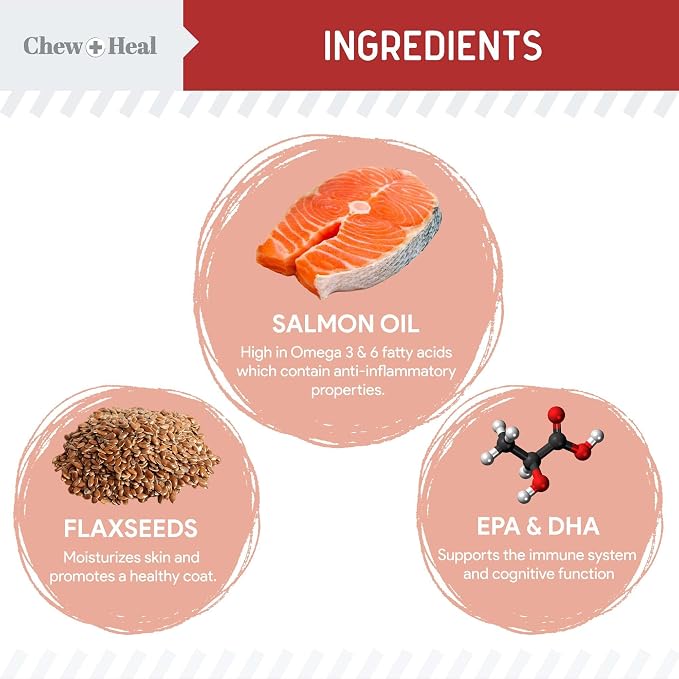 Omega 3 Fish Oil for Dogs, Bacon Flavor - 360 Soft Chews for Skin and Coat