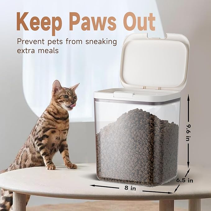 LivLab Mker Dog Food Storage Container 5 lbs Airtight Pet Food Storage Containers with, 6 lbs, White