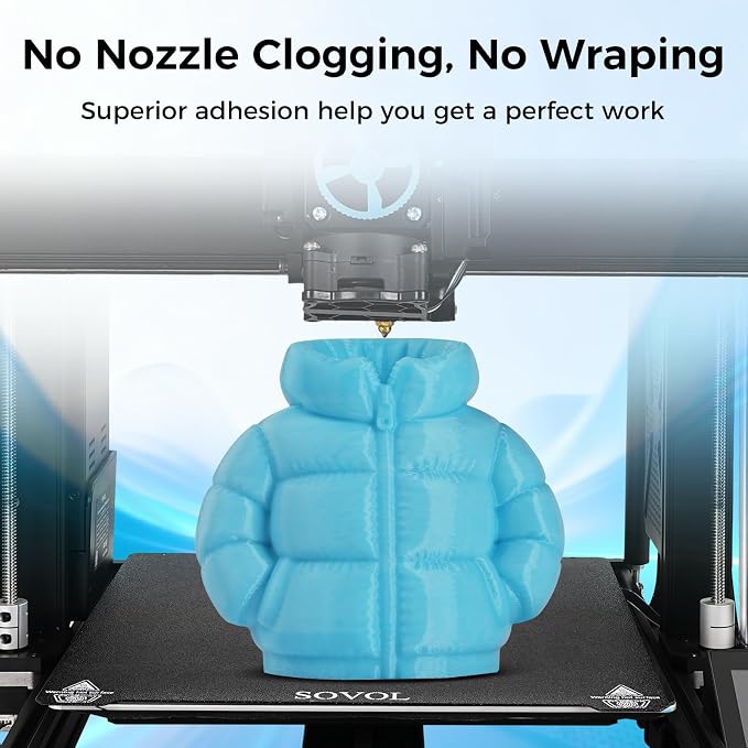 Sovol 3D Printer Rapid PETG Filament 1.75mm 1KG (2.2lbs), High Precision, Strong Toughness, Wiring Tightness, Dimensional Accuracy +/- 0.03 mm, 3D Printing High Speed PETG Filaments, Light Blue