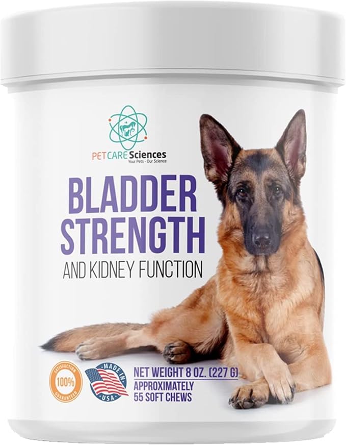 Dog Incontinence Supplement – Bladder Control for Dogs, Cranberry Pills for Dogs, Senior Dog Incontinence Support, Dog UTI Treatment, Bladder Strength – 55 Soft Chews, Made in USA