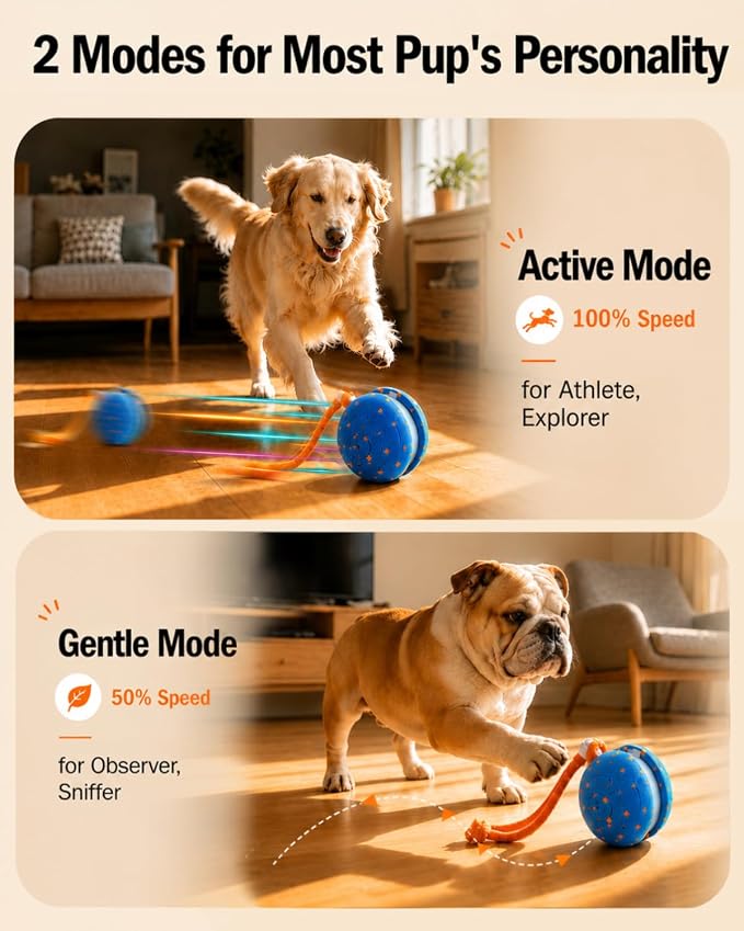 osou Interactive Dog Toy, Automatic Moving Dog Ball Toy with 2 Speed Modes | Random Rolling Path, Motion-Activated, Auto-off, Pet-Safe ETPU Shell, for Small Medium Large Dogs and Most Dog Personalities