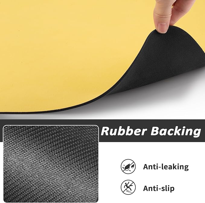 HotLive Dog Food Mat - Absorbent Cat Mat for Food and Water, No Stains Pet Feeding Bowl Mat, Easy to Clean Pet Placemats, Quick Dry Dog Water Dispenser Mat for Messy Drinkers | Yellow 18"x34"