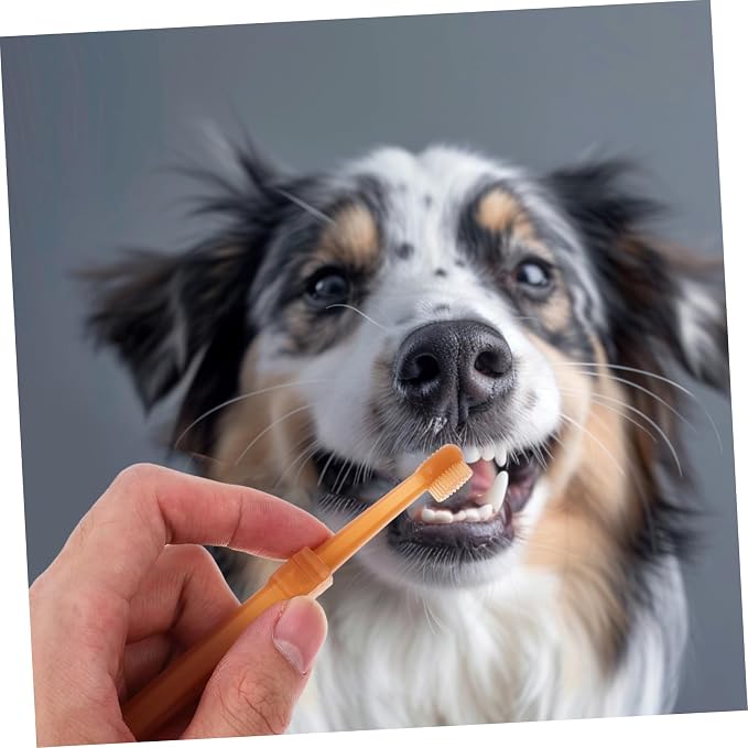 VICASKY Silicone Pet Toothbrush Double Headed Soft Bristles for Dogs and Cats Gentle Oral Cleaning Tool for Canine Plaque Removal and Fresh Breath Handheld Puppy Teeth Brushing Kit