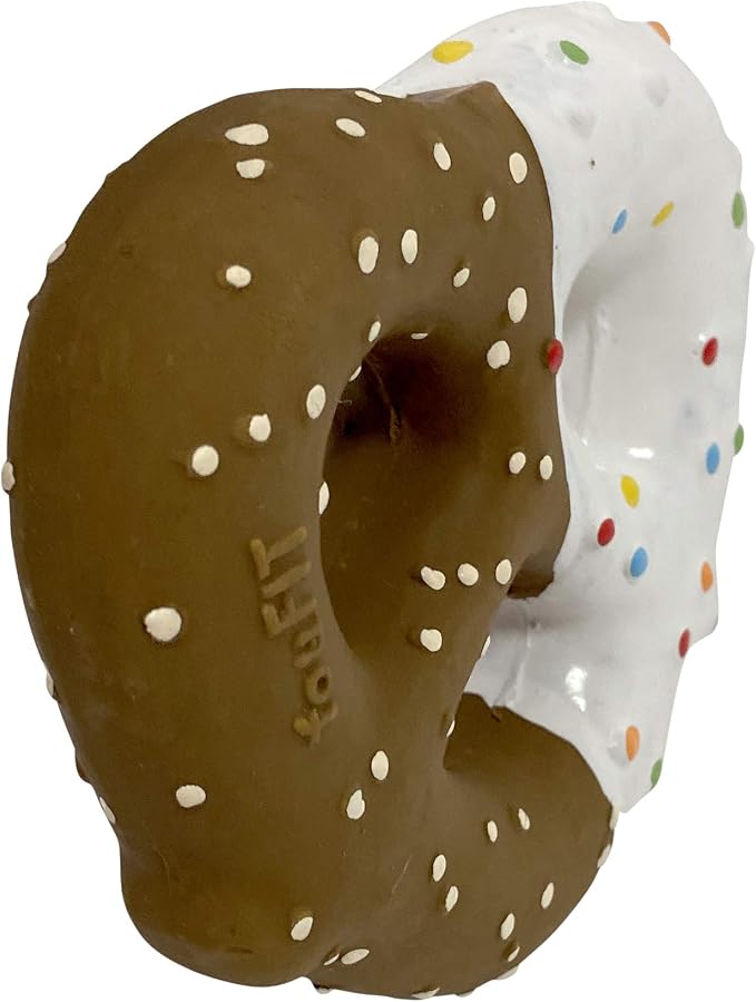 fouFIT 87377 Dessert Chew Latex Toy for Dogs, Chocolate Dipped Pretzel, 4.5"