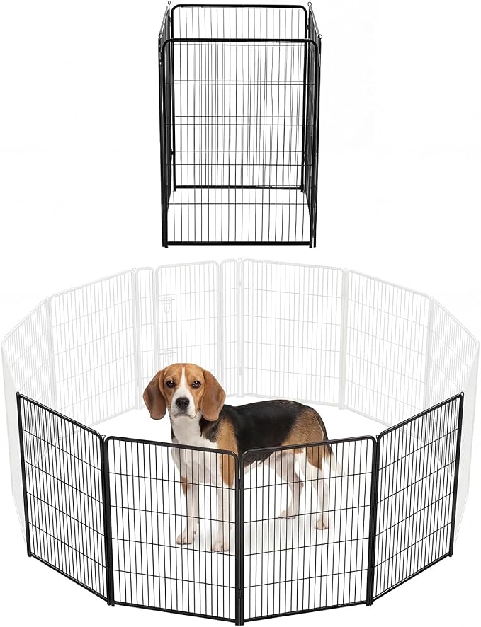 DUMOS Dog Playpen Indoor/Outdoor, Metal, 40in, 4 Panels, Foldable with Door
