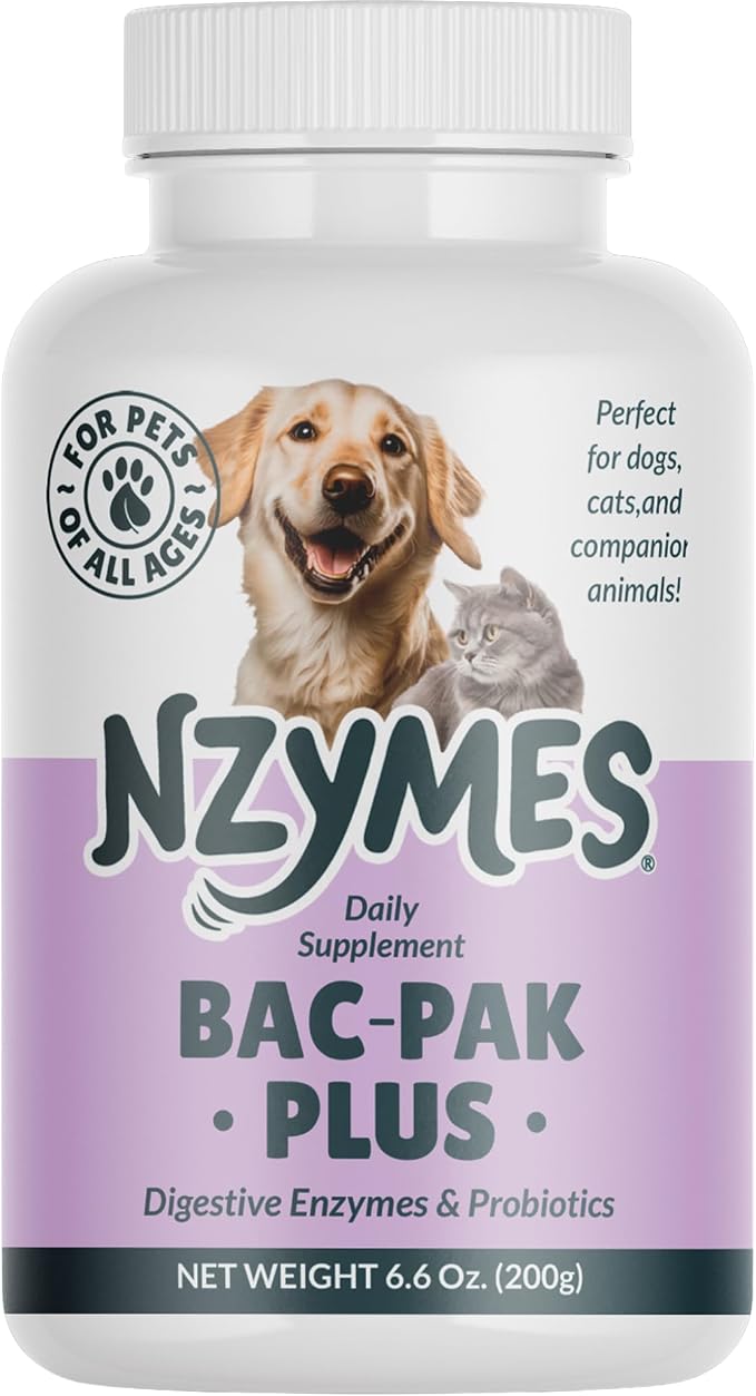 Nzymes Bac-Pak Plus 200 Grams Digestive Enzymes and Probiotics for Digestion, Loose Stools, Diarrhea, Constipation, Improved Nutrient Uptake - Made in The USA