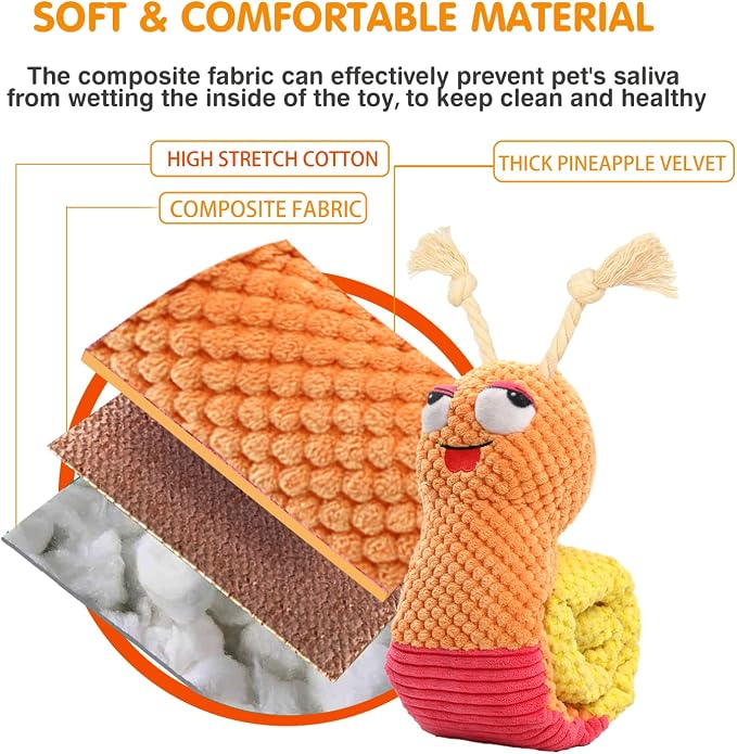 lilfrd Dog Puzzle Enrichment Toy, Squeaky Crinkle Plush Snail Pup Toys | Mental Enrichment, Boredom Relief, Fits Small Medium Large dogs