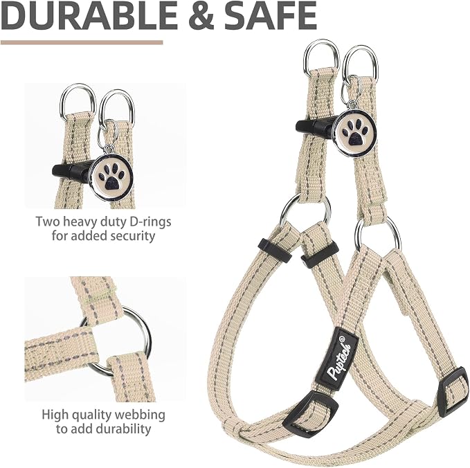 PUPTECK No Pull Dog Harness Small Sized Step-in Adjustable Puppy Vest | Soft Webbing Basic Halter with ID Tag for Outdoor Walking
