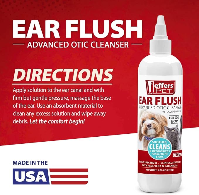 Jeffers Ear Flush with Ketoconazole, Aloe Vera & Calendula, 8 oz