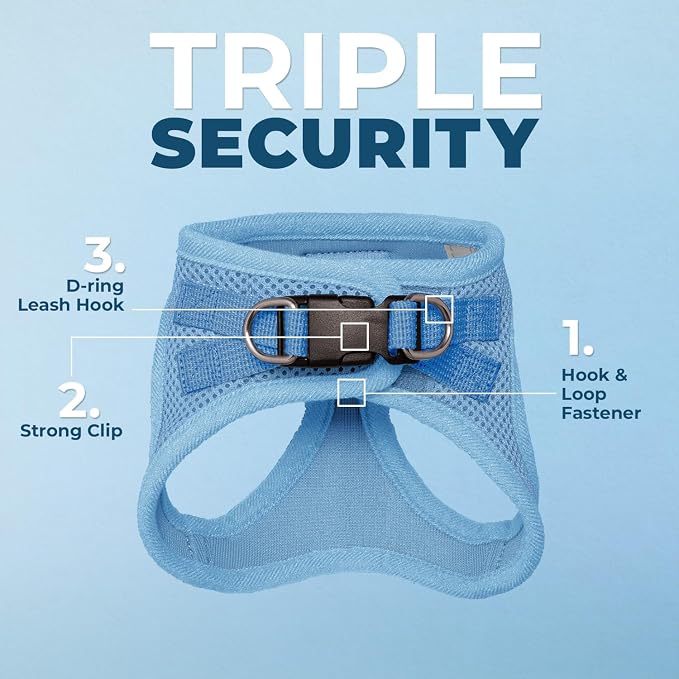 Voyager Step-in Pet Harness - All Weather Mesh, Adjustable Step in Harness for Cats and Dogs by Best Pet Supplies - 307S Baby Blue, M