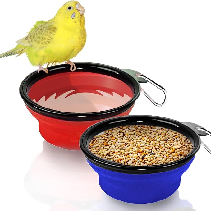 SunGrow Collapsible Dog Travel Bowls, 2 Pack, with Carabiner Clip