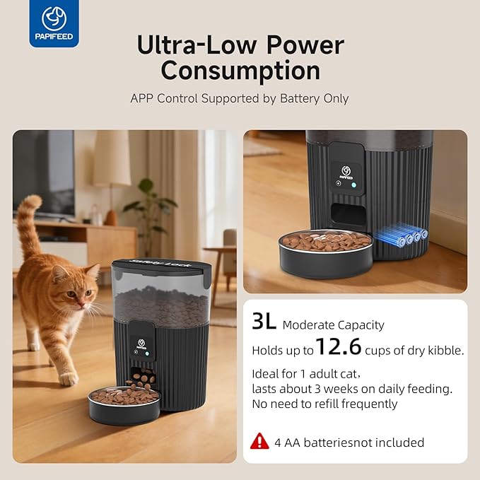 PAPIFEED 2-in-1 Cat Water Fountain and Feeder Combo, Stainless Steel 2.5L Quiet LED Pet Water Fountain (Filter Included) & 3L WiFi App-Controlled Timed Automatic Pet Feeder, for Indoor Multi-Cats Dogs
