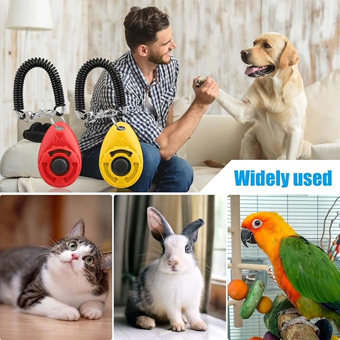Diyife Dog Clicker for Training, 2 Pack Dog Training Clicker | Clicker Dog Training with Wrist Strap, Pet Training Clicker, Perfect for Dog Cat Puppies Behavioral Training (Red and Yellow)