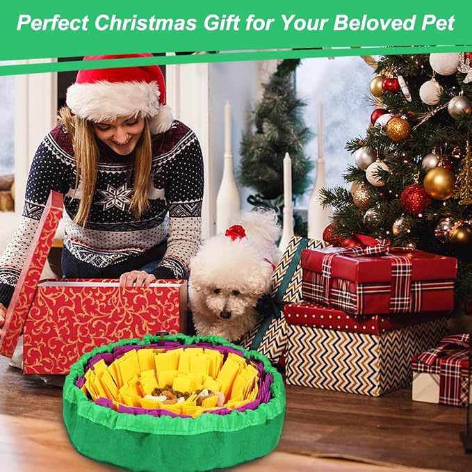 Vivifying Snuffle Mat for Dogs, Enrichment Dog Puzzle Toys for Slow Eating and Keep Busy, Adjustable Sniff Mat Encourages Natural Foraging Skills and Mental Stimulation(Yellow Purple)