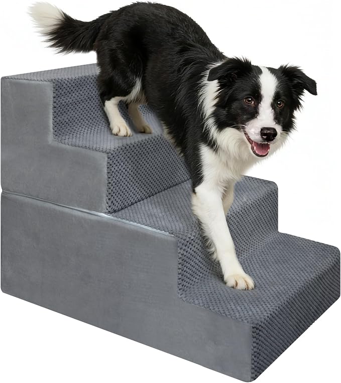 4-Step Dog Steps 18’’ for Bed cat & Dog ramp for Stairs & Step high Bed Non-Slip Out- & Indoor