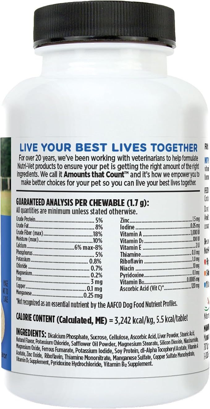 Nutri-Vet Dog Multivitamin, Multivitamin for Dogs, Dog Health, 60 Count | Daily Multivitamin, Dog Vitamins, Dog Vitamins & Supplements, Immune Support, Balanced Nutrition, Overall Pet Health