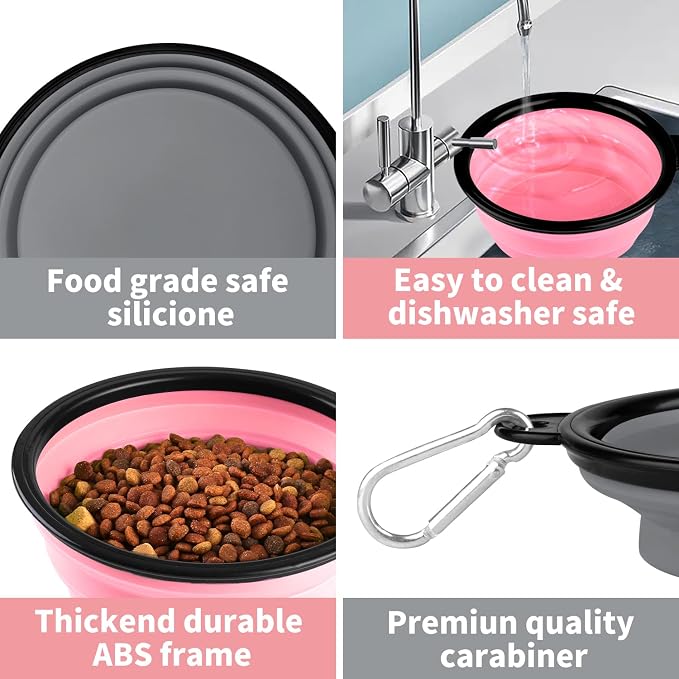 COOYOO Collapsible Dog Bowl, 2 Pack, with Carabiners
