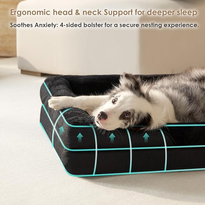 EHEYCIGA Orthopedic Memory Foam Dog Bed - XXL 52x41in, Black