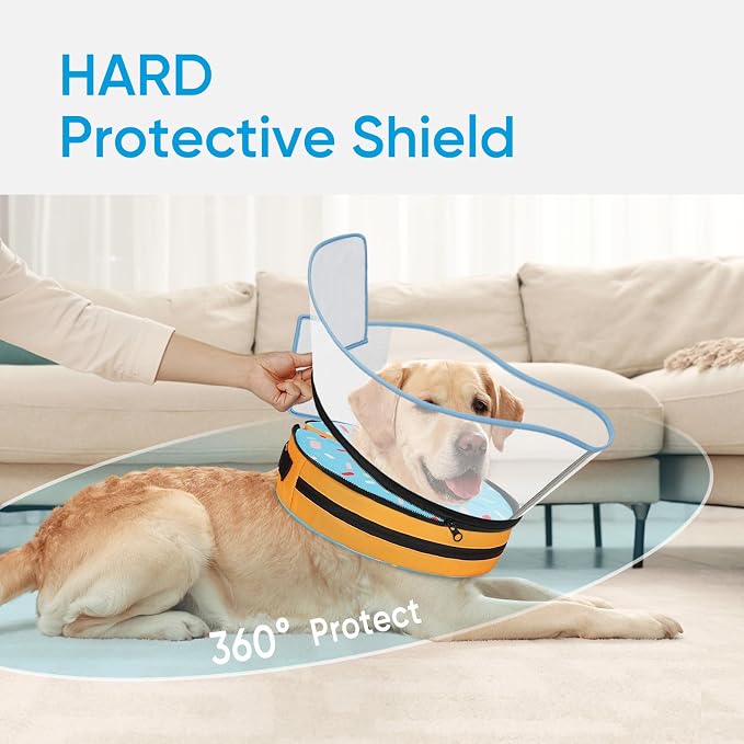 Supet Sponge Dog Cone Collar Stop Licking After Surgery, Dog Donut Collar | Adjustable Dog Recovery Collar Alternative, Detachable Shield, Soft, Comfy Cone, Neck Pillow for Medium Dogs